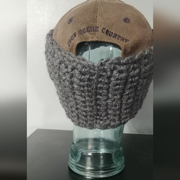 Just in! Handmade Crocheted Contoured Unisex Headband/Earwarmer Dark Grey - Picture 4 of 8